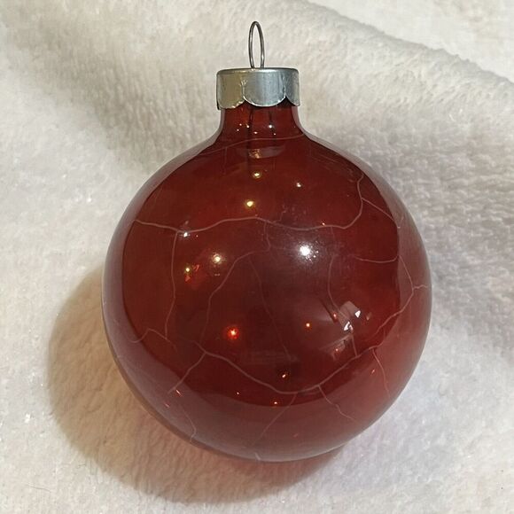 Vtg Unsilvered Red Shiny Brite Ornament 2 5/8" Ball War Era 1940s Translucent - Picture 4 of 8